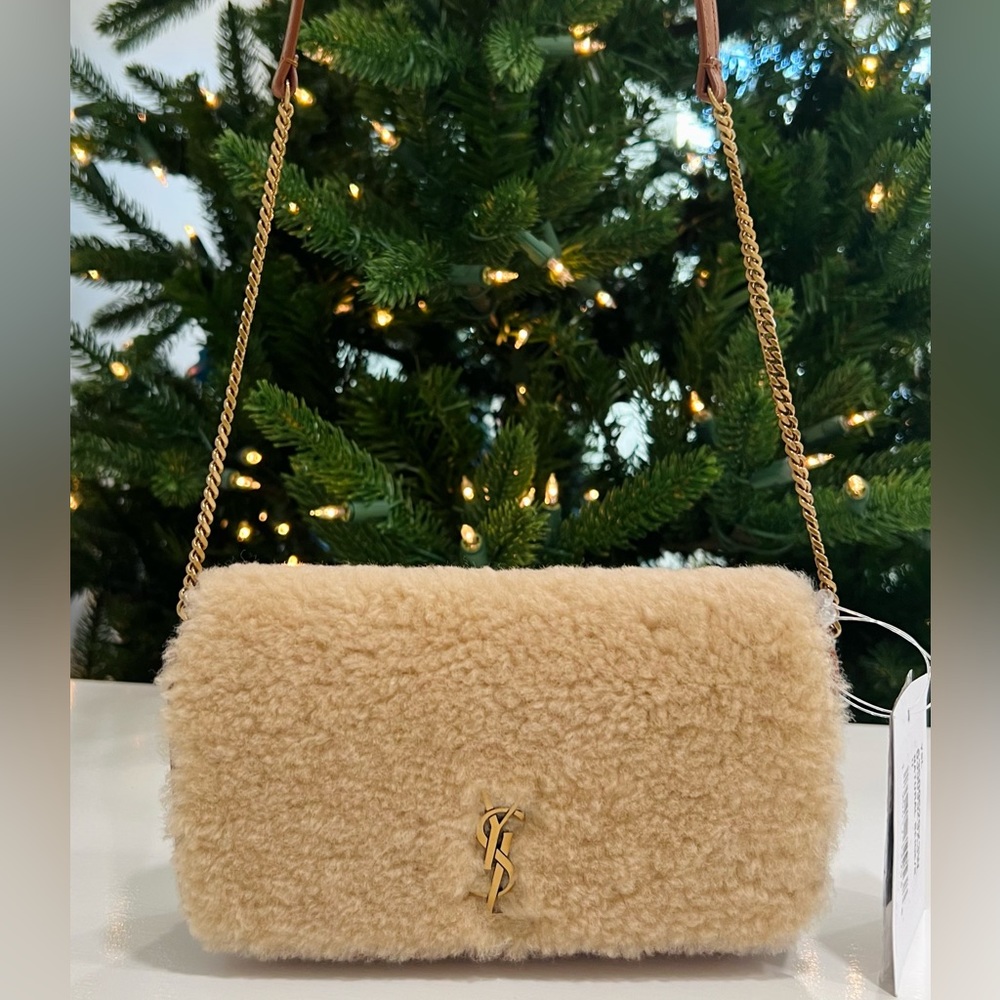 Saint Laurent Monogram shearling-paneled wallet on chain - Picture 12 of 12